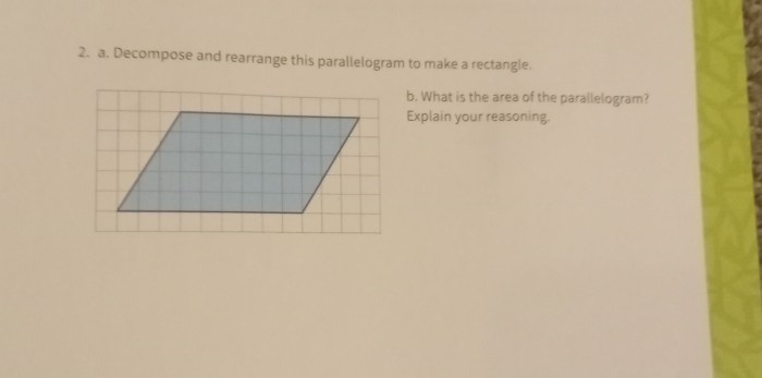 Decompose and rearrange this parallelogram to make a rectangle