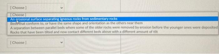 Match the types of unconformities with their correct descriptions.