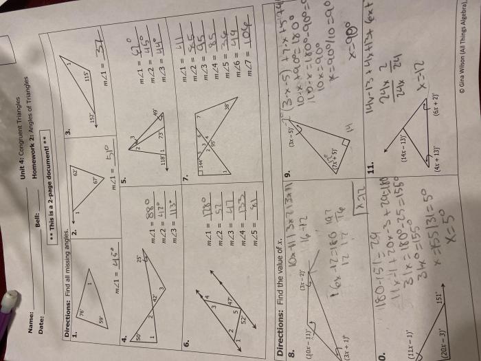 Triangles congruence proofs booklet answer key