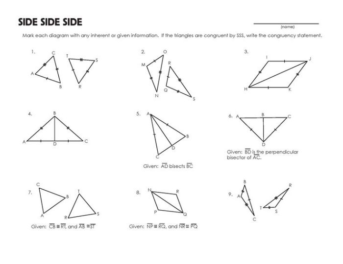 Triangles congruence proofs booklet answer key