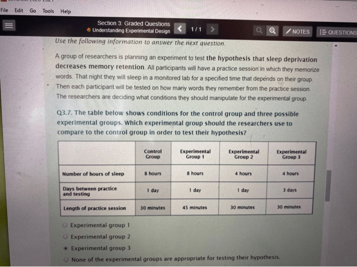 Graded experimental section transcribed